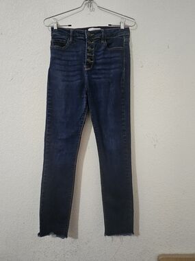 Carly Jean Los Angeles High-Rise Dark Blue Button-Fly Jeans #5